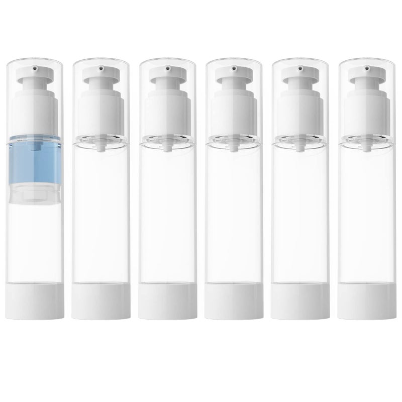 LONGWAY 3.4 Oz 100ml Clear Airless Cosmetic Cream Pump Bottle Travel Size Dispenser Refillable Containers/Foundation Travel Pump Bottle for Shampoo (Pack of 6) - Image 1